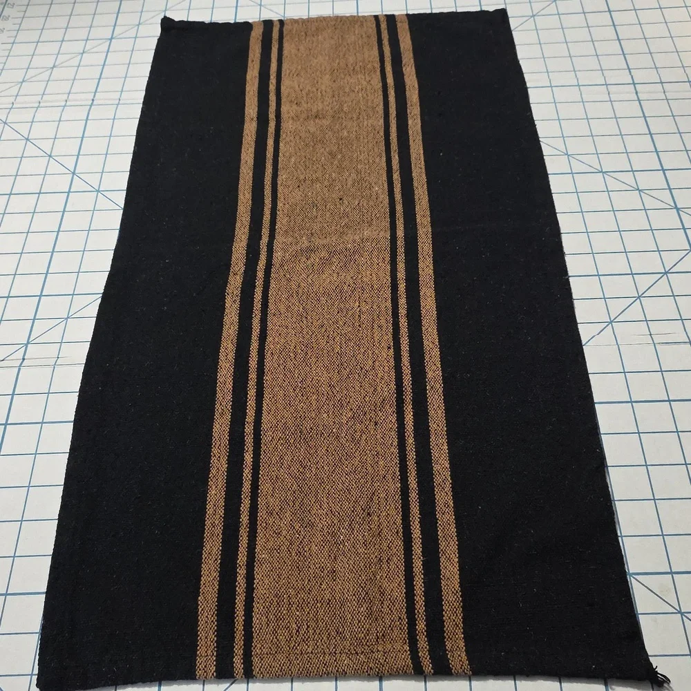 Black and Tan Table Runner, 14x28, Gently Preloved